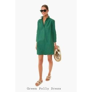 Pomander Place Polly Dress Women’s Sz XL Green Cotton Shirt Dress Tuckernuck
